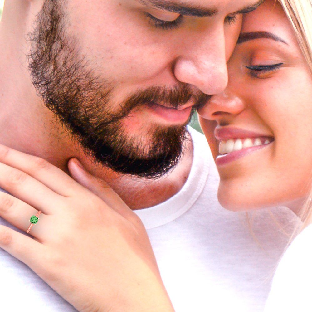 1 cttw Zirconia Simulated Green Diamond Solitaire  Engagement Ring - Solid Gold (VVS1, Cushion Cut,6mm)