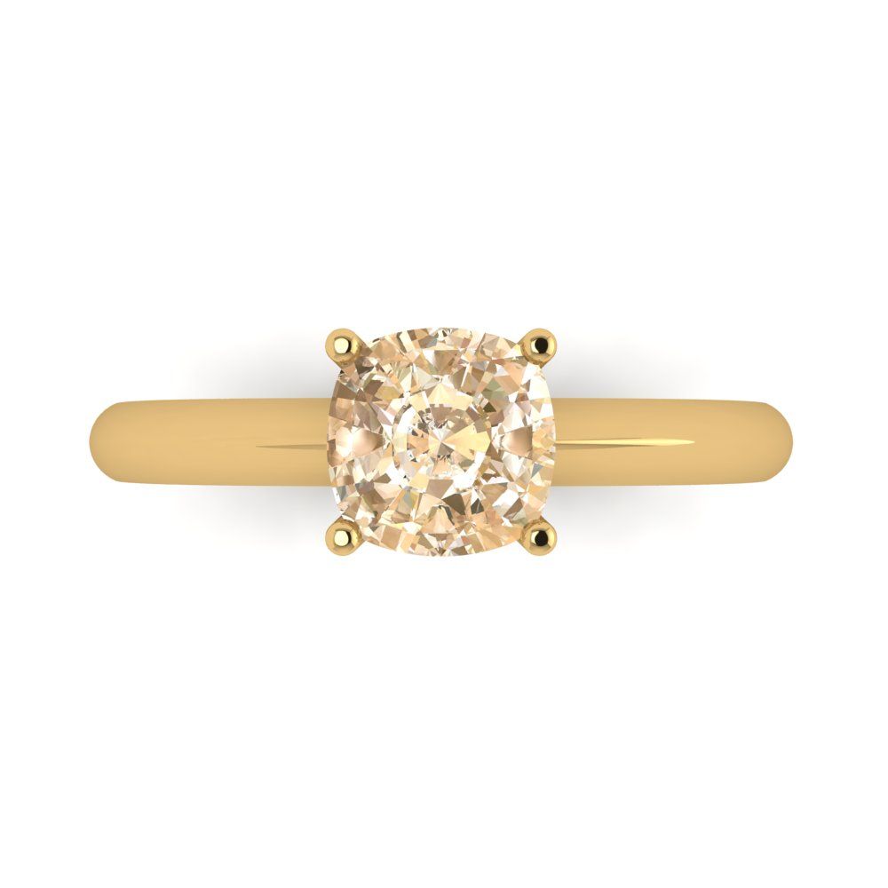 1.5 cttw Natural Morganite Solitaire  Engagement Ring - Solid Gold (Cushion Cut,6.5mm)