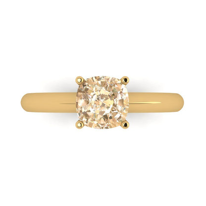 1.5 cttw Natural Morganite Solitaire  Engagement Ring - Solid Gold (Cushion Cut,6.5mm)