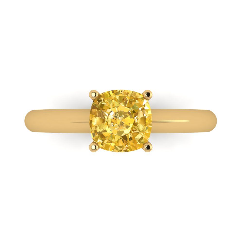 1.5 cttw Natural Citrine Solitaire  Engagement Ring - Solid Gold (Cushion Cut,6.5mm)