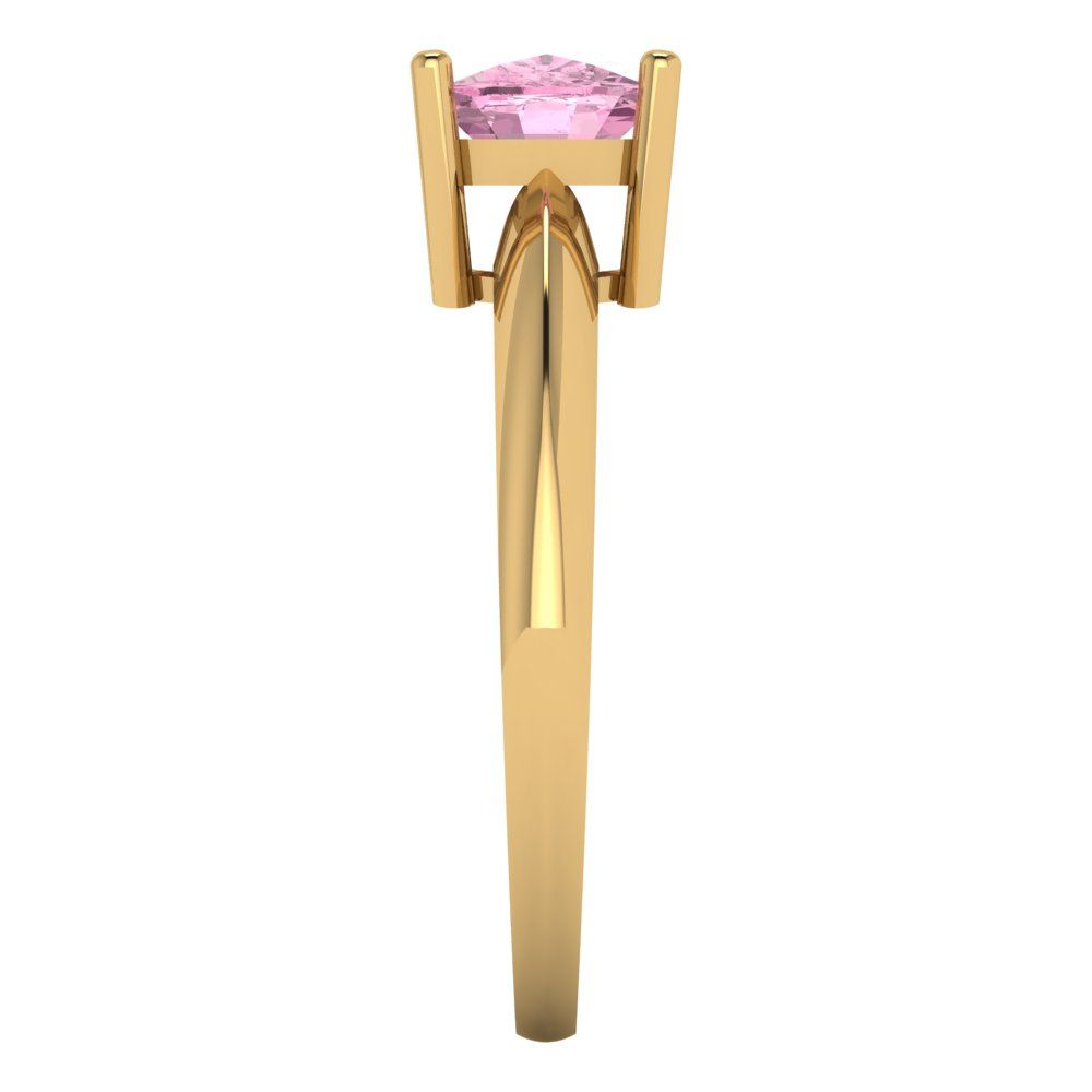 1.5 cttw Zirconia Simulated Pink Diamond Solitaire  Engagement Ring - Solid Gold (VVS1, Cushion Cut,6.5mm)