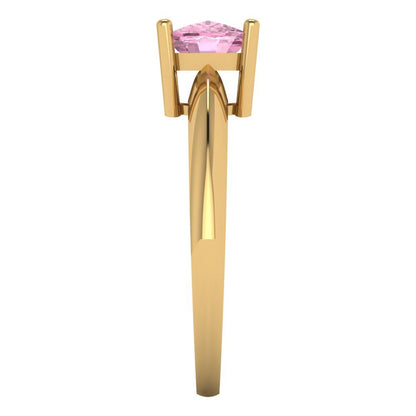 1.5 cttw Zirconia Simulated Pink Diamond Solitaire  Engagement Ring - Solid Gold (VVS1, Cushion Cut,6.5mm)