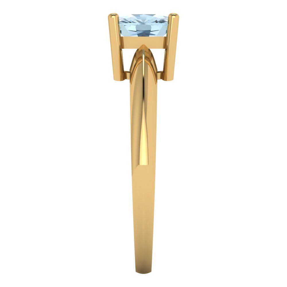 1.5 cttw Zirconia Simulated Blue Diamond Solitaire  Engagement Ring - Solid Gold (VVS1, Cushion Cut,6.5mm)