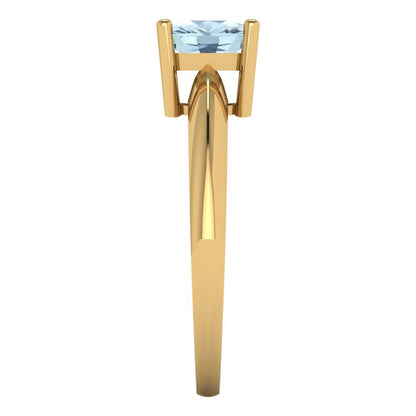 1.5 cttw Zirconia Simulated Blue Diamond Solitaire  Engagement Ring - Solid Gold (VVS1, Cushion Cut,6.5mm)