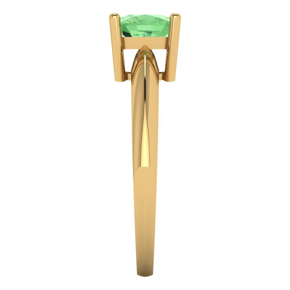 1.5 cttw Zirconia Simulated Green Diamond Solitaire  Engagement Ring - Solid Gold (VVS1, Cushion Cut,6.5mm)