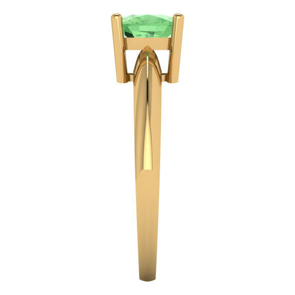 1.5 cttw Zirconia Simulated Green Diamond Solitaire  Engagement Ring - Solid Gold (VVS1, Cushion Cut,6.5mm)