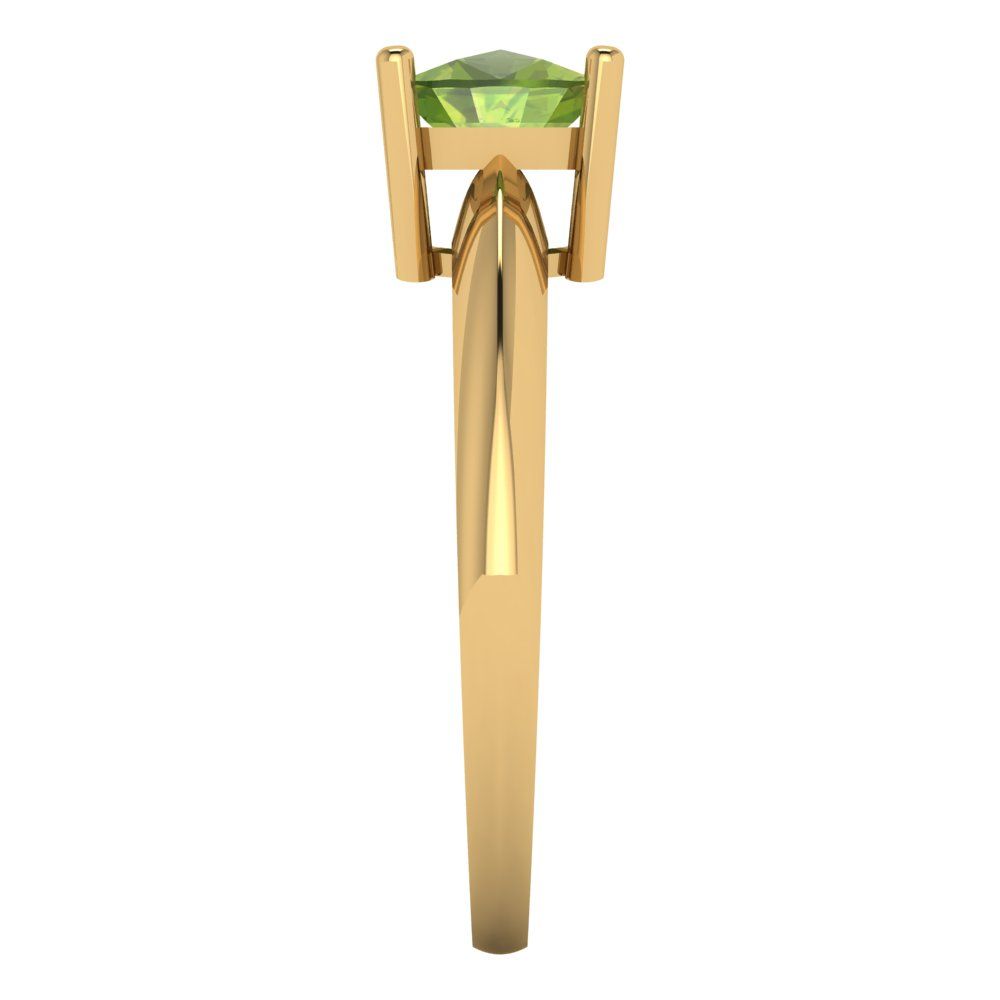 1.5 cttw Natural Peridot Solitaire  Engagement Ring - Solid Gold (Cushion Cut,6.5mm)