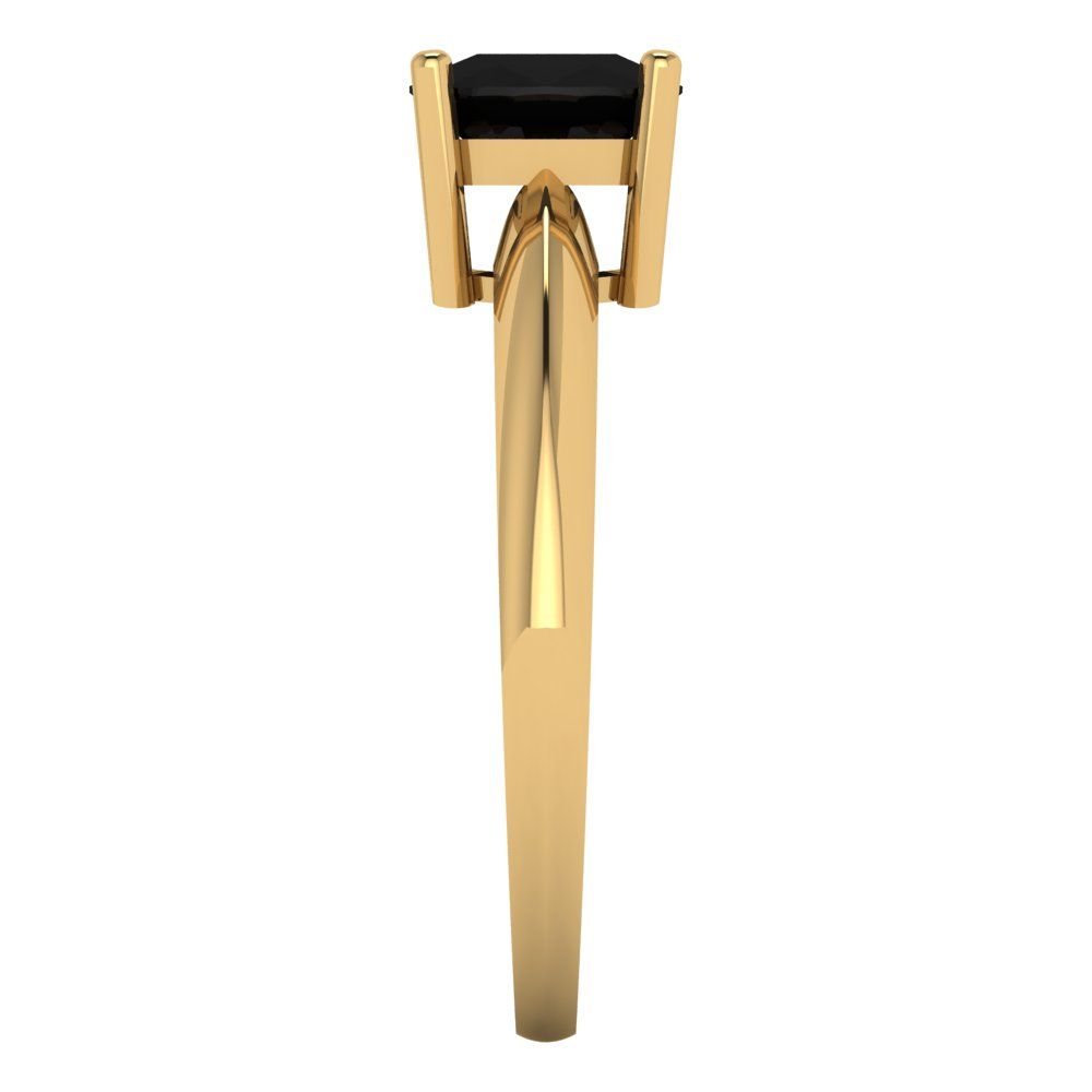 1.5 cttw Natural Onyx Solitaire  Engagement Ring - Solid Yellow Gold (VVS1, Cushion Cut,6.5mm)