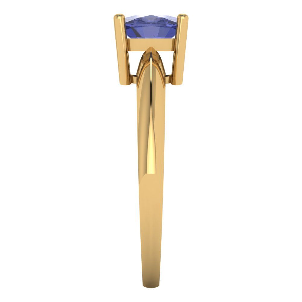 1.5 cttw Simulated Tanzanite Solitaire  Engagement Ring - Solid Gold (Cushion Cut,6.5mm)
