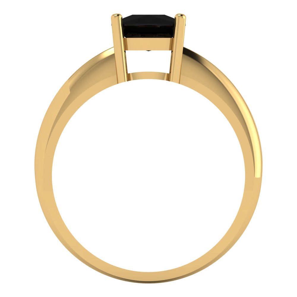 1.5 cttw Natural Onyx Solitaire  Engagement Ring - Solid Yellow Gold (VVS1, Cushion Cut,6.5mm)