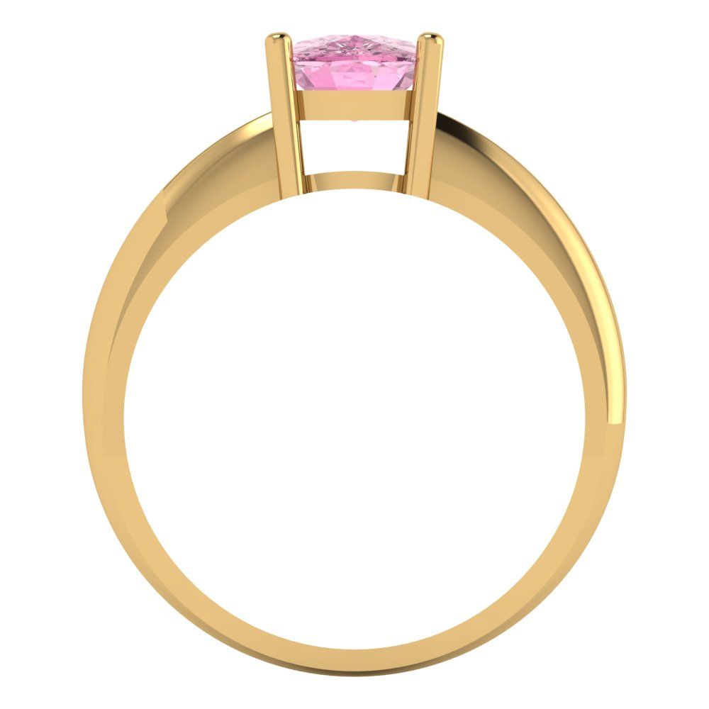 1.5 cttw Zirconia Simulated Pink Diamond Solitaire  Engagement Ring - Solid Gold (VVS1, Cushion Cut,6.5mm)