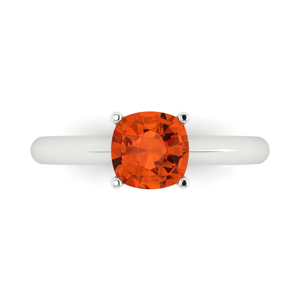 1.5 cttw Zirconia Simulated Red Diamond Solitaire  Engagement Ring - Solid White Gold (VVS1, Cushion Cut,6.5mm)