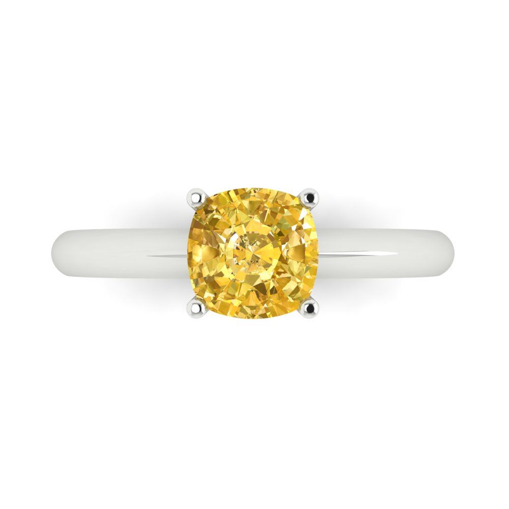 1.5 cttw Natural Citrine Solitaire  Engagement Ring - Solid Gold (Cushion Cut,6.5mm)