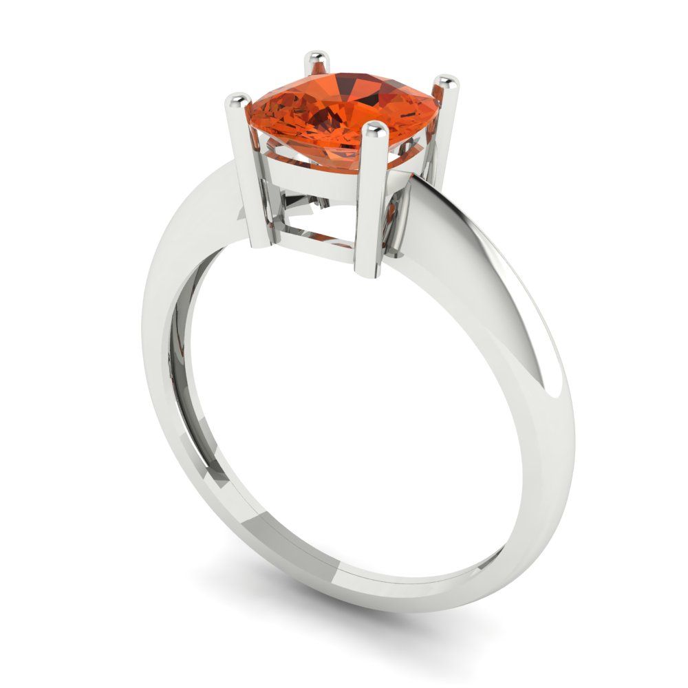 1.5 cttw Zirconia Simulated Red Diamond Solitaire  Engagement Ring - Solid White Gold (VVS1, Cushion Cut,6.5mm)