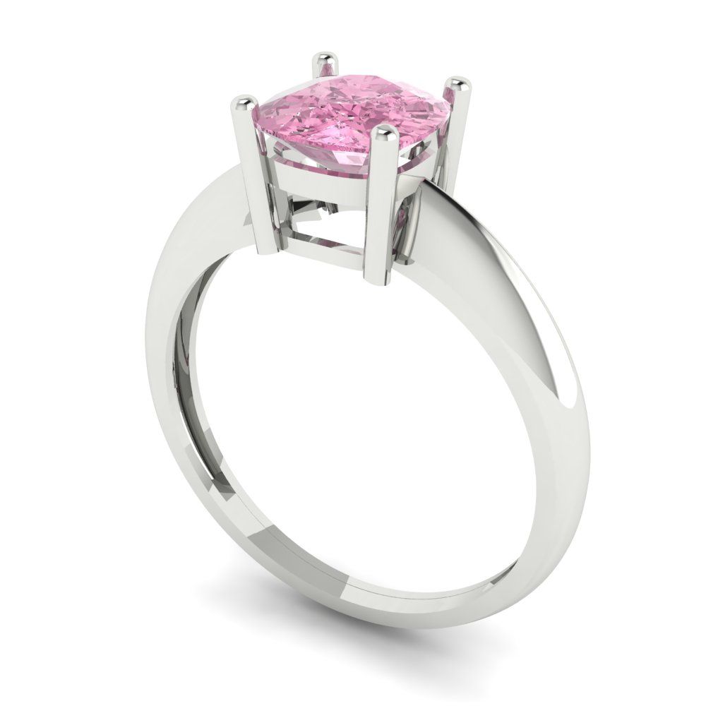 1.5 cttw Zirconia Simulated Pink Diamond Solitaire  Engagement Ring - Solid Gold (VVS1, Cushion Cut,6.5mm)