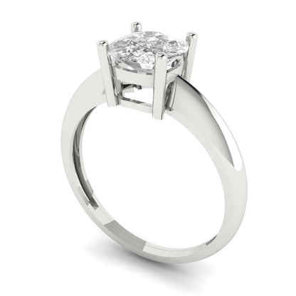 1.5 cttw White Sapphire Solitaire  Engagement Ring - Solid Gold (Cushion Cut,6.5mm)