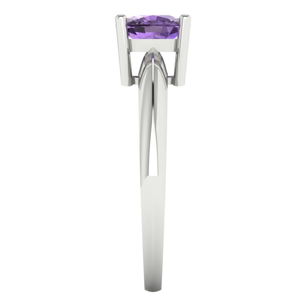 1.5 cttw Simulated Alexandrite Solitaire  Engagement Ring - Solid White Gold (VVS1, Cushion Cut,6.5mm)