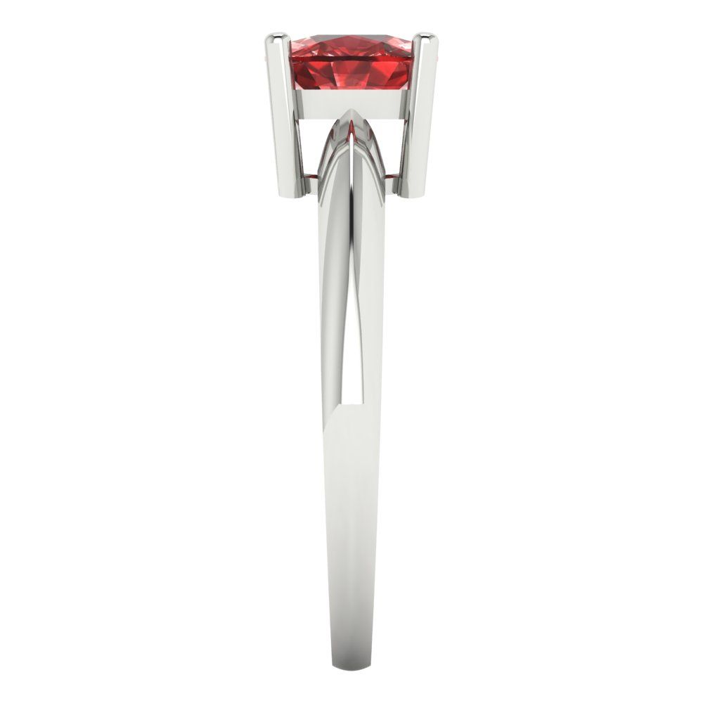 1.5 cttw Natural Garnet Solitaire  Engagement Ring - Solid White Gold (VVS1, Cushion Cut,6.5mm)