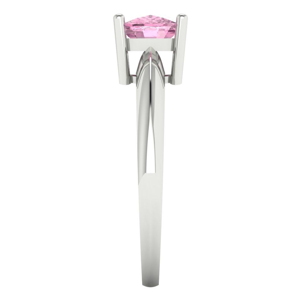 1.5 cttw Zirconia Simulated Pink Diamond Solitaire  Engagement Ring - Solid Gold (VVS1, Cushion Cut,6.5mm)