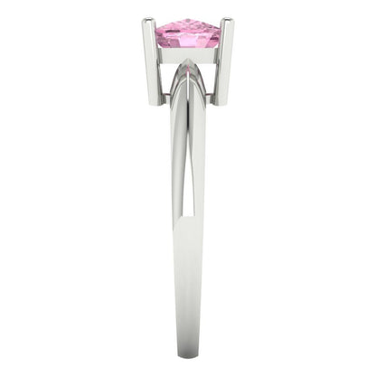 1.5 cttw Zirconia Simulated Pink Diamond Solitaire  Engagement Ring - Solid Gold (VVS1, Cushion Cut,6.5mm)