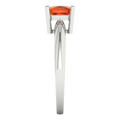 1.5 cttw Zirconia Simulated Red Diamond Solitaire  Engagement Ring - Solid White Gold (VVS1, Cushion Cut,6.5mm)