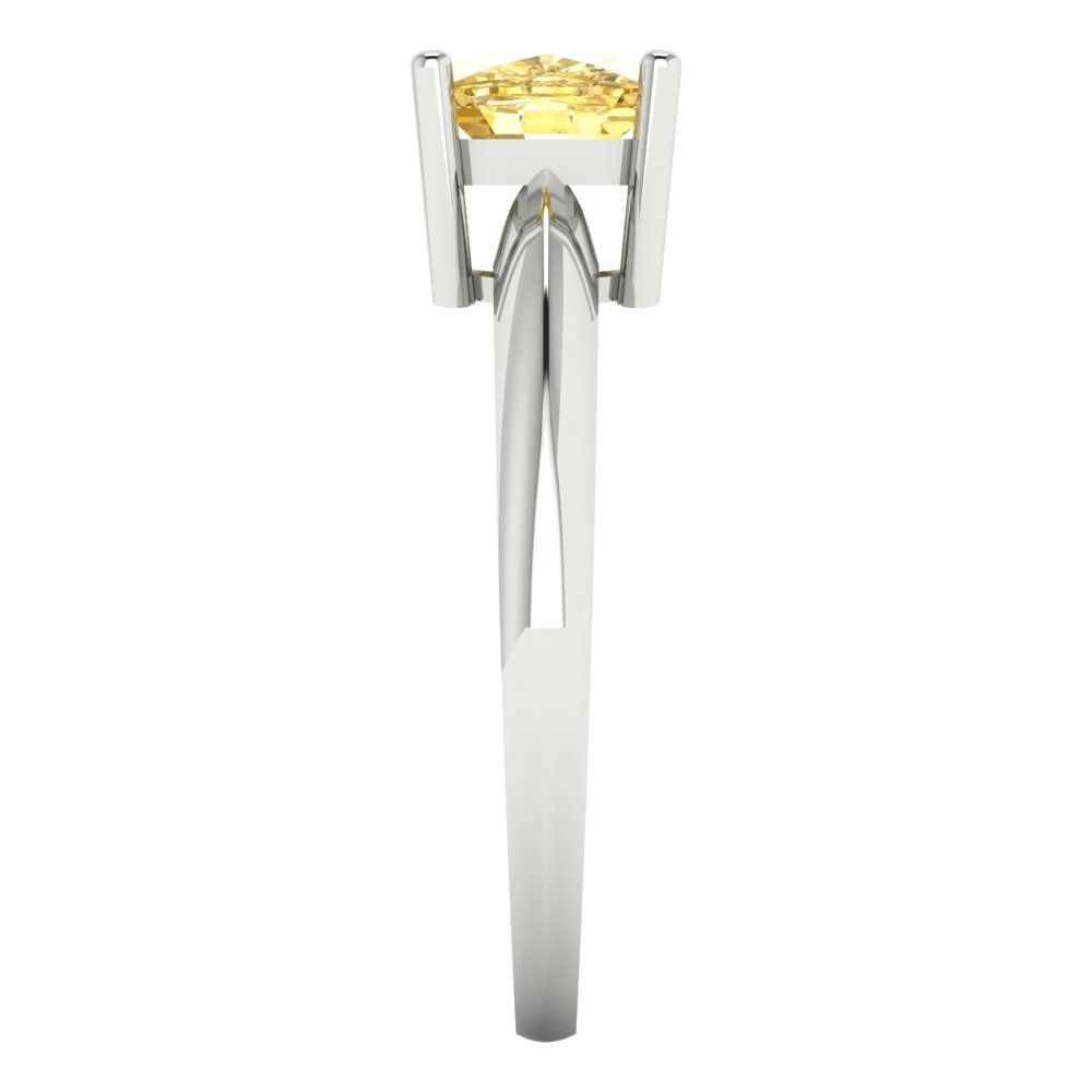 1.5 cttw Zirconia Simulated Yellow Diamond Solitaire  Engagement Ring - Solid Gold (VVS1, Cushion Cut,6.5mm)