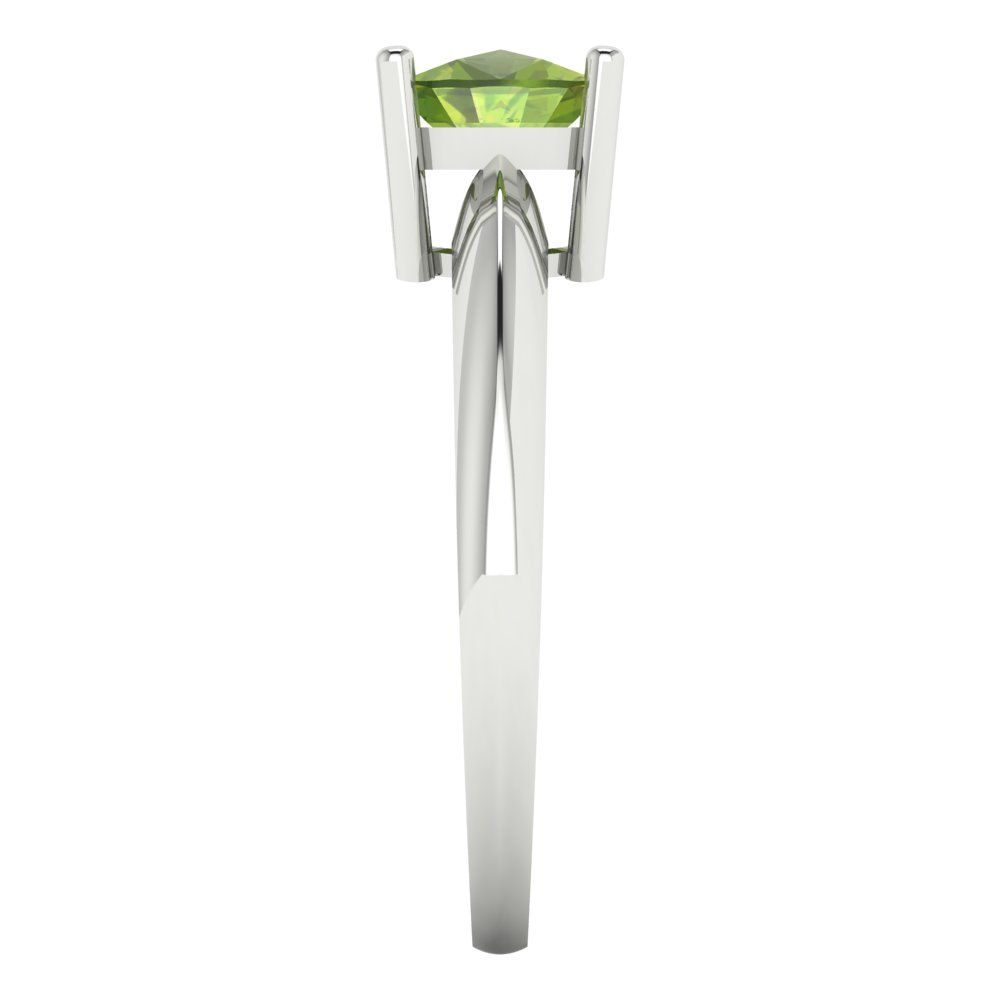 1.5 cttw Natural Peridot Solitaire  Engagement Ring - Solid White Gold (VVS1, Cushion Cut,6.5mm)