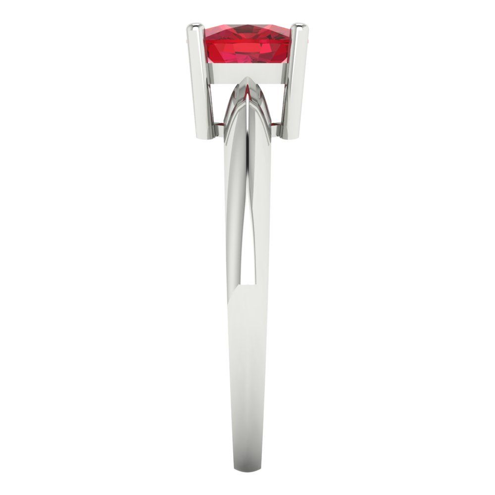 1.5 cttw Simulated Ruby Solitaire  Engagement Ring - Solid White Gold (VVS1, Cushion Cut,6.5mm)