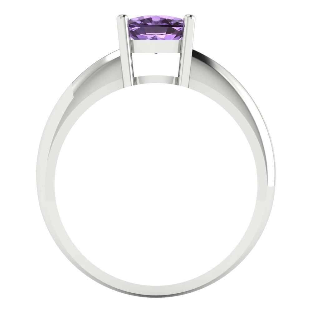 1.5 cttw Simulated Alexandrite Solitaire  Engagement Ring - Solid White Gold (VVS1, Cushion Cut,6.5mm)