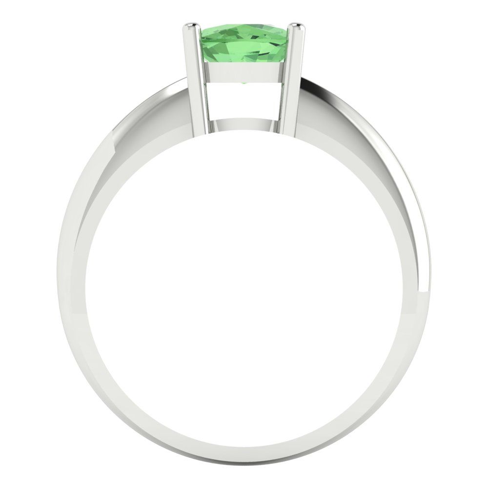 1.5 cttw Zirconia Simulated Green Diamond Solitaire  Engagement Ring - Solid Gold (VVS1, Cushion Cut,6.5mm)