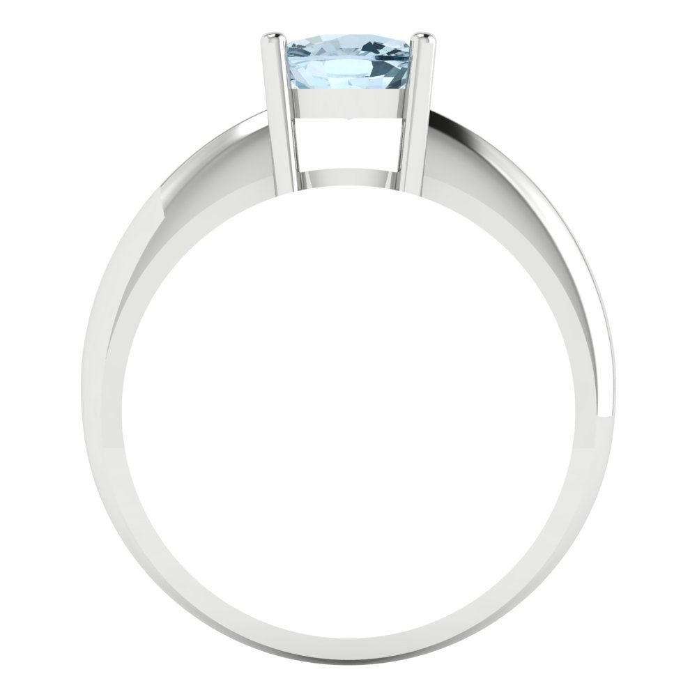 1.5 cttw Zirconia Simulated Blue Diamond Solitaire  Engagement Ring - Solid Gold (VVS1, Cushion Cut,6.5mm)