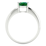 1.5 ct Brilliant Cushion Cut Simulated Emerald Stone White Gold Solitaire Ring