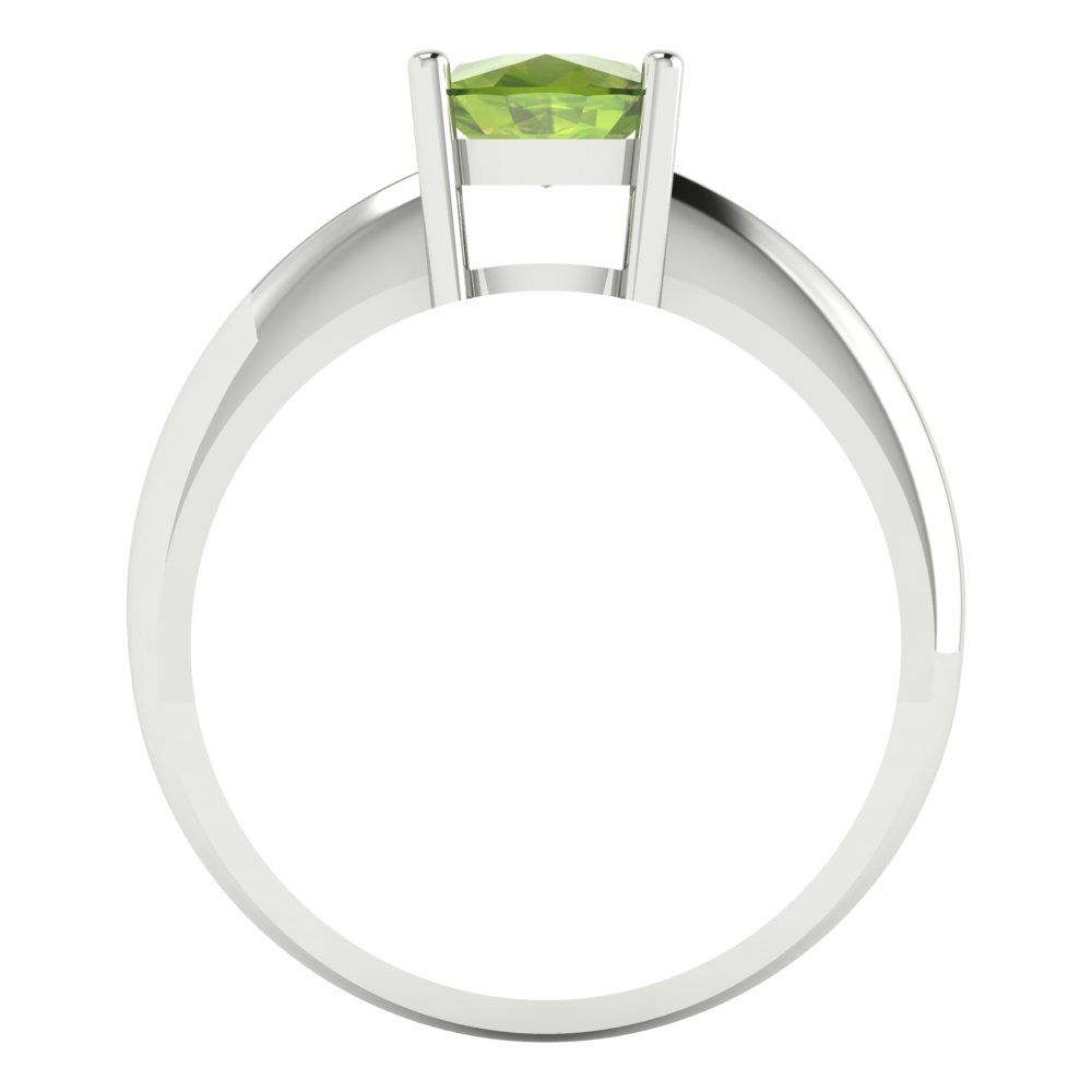 1.5 cttw Natural Peridot Solitaire  Engagement Ring - Solid White Gold (VVS1, Cushion Cut,6.5mm)