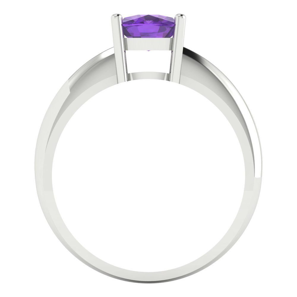 1.5 cttw Natural Amethyst Solitaire  Engagement Ring - Solid Gold (Cushion Cut,6.5mm)
