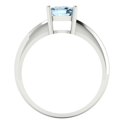 1.5 cttw Natural Sky Blue Topaz Solitaire  Engagement Ring - Solid Gold (Cushion Cut,6.5mm)