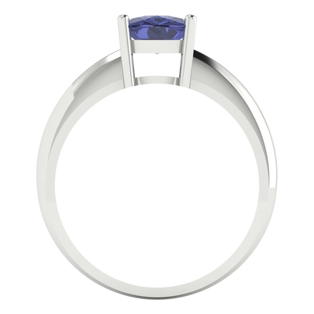 1.5 cttw Simulated Tanzanite Solitaire  Engagement Ring - Solid Gold (Cushion Cut,6.5mm)