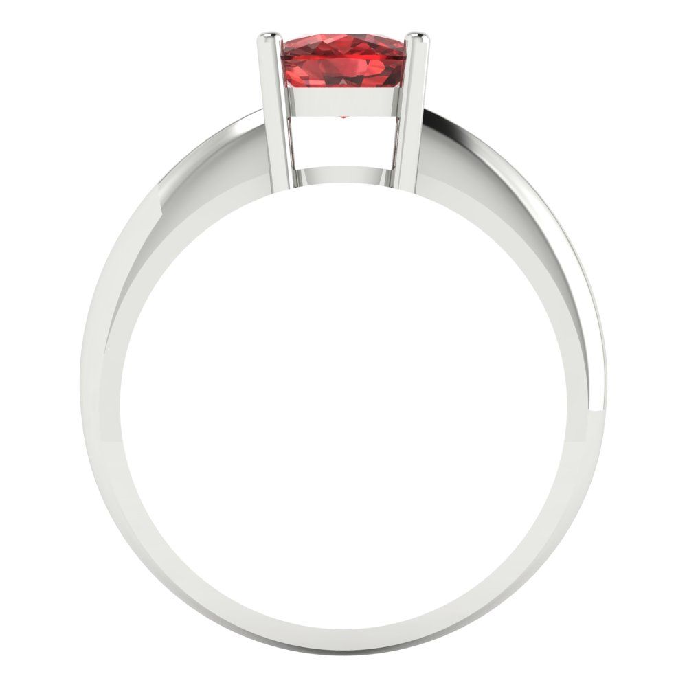 1.5 cttw Natural Garnet Solitaire  Engagement Ring - Solid White Gold (VVS1, Cushion Cut,6.5mm)