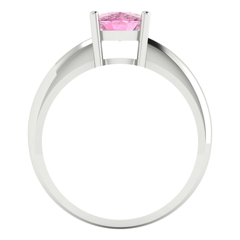 1.5 cttw Zirconia Simulated Pink Diamond Solitaire  Engagement Ring - Solid Gold (VVS1, Cushion Cut,6.5mm)