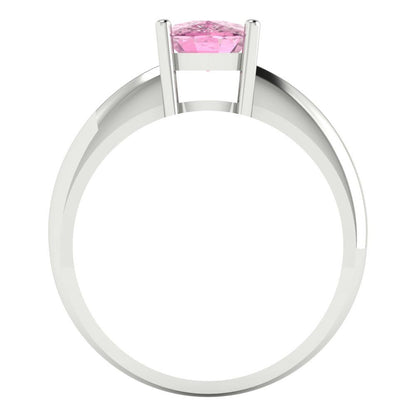 1.5 cttw Zirconia Simulated Pink Diamond Solitaire  Engagement Ring - Solid Gold (VVS1, Cushion Cut,6.5mm)