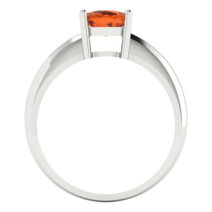 1.5 cttw Zirconia Simulated Red Diamond Solitaire  Engagement Ring - Solid White Gold (VVS1, Cushion Cut,6.5mm)