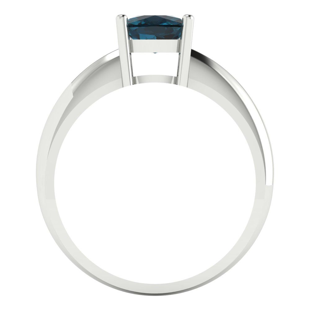 1.5 cttw Natural London Blue Topaz Solitaire  Engagement Ring - Solid Gold (Cushion Cut,6.5mm)