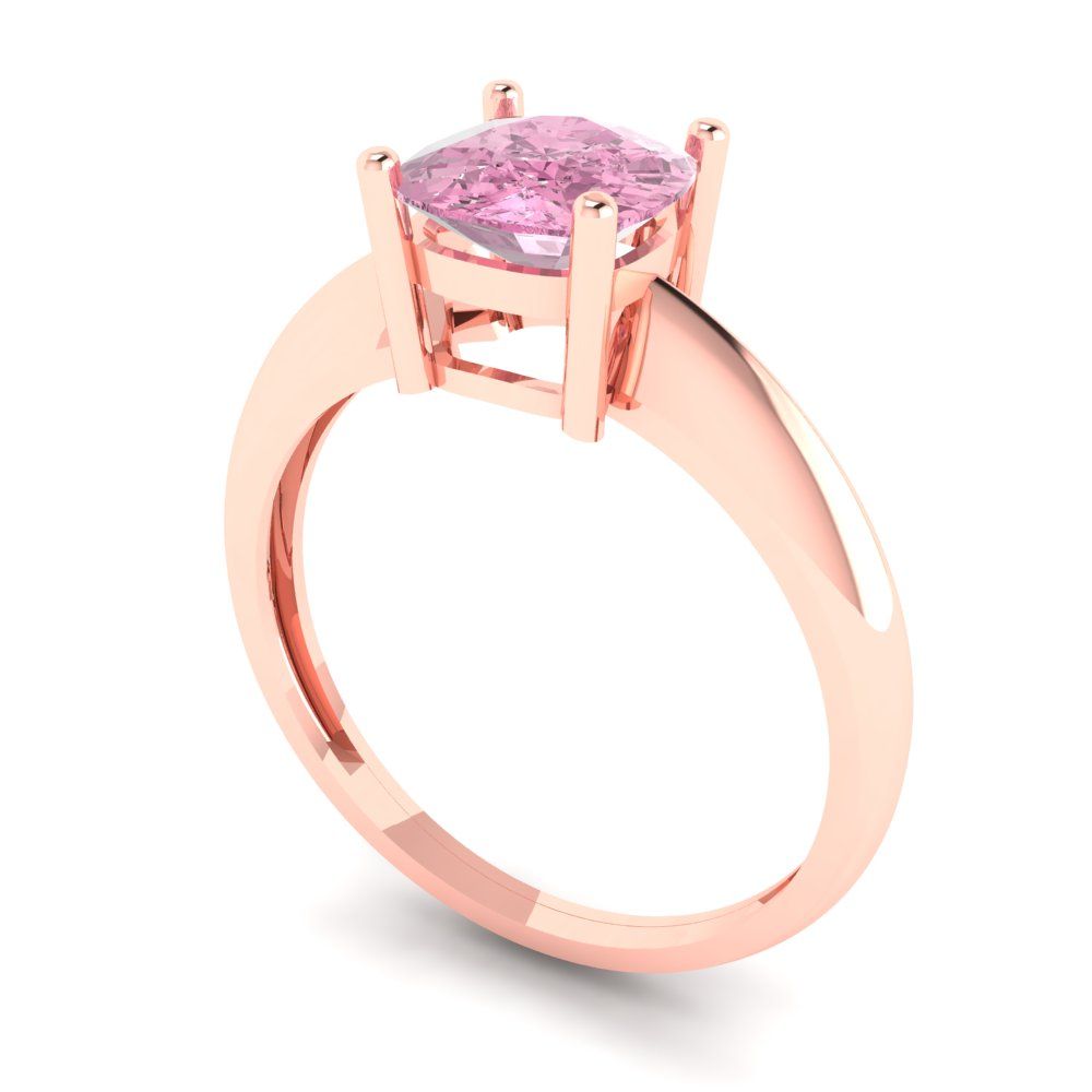 1.5 cttw Zirconia Simulated Pink Diamond Solitaire  Engagement Ring - Solid Gold (VVS1, Cushion Cut,6.5mm)