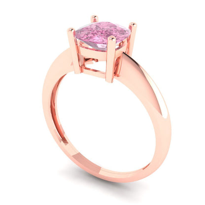1.5 cttw Zirconia Simulated Pink Diamond Solitaire  Engagement Ring - Solid Gold (VVS1, Cushion Cut,6.5mm)