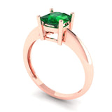 1.5 ct Brilliant Cushion Cut Simulated Emerald Stone Rose Gold Solitaire Ring