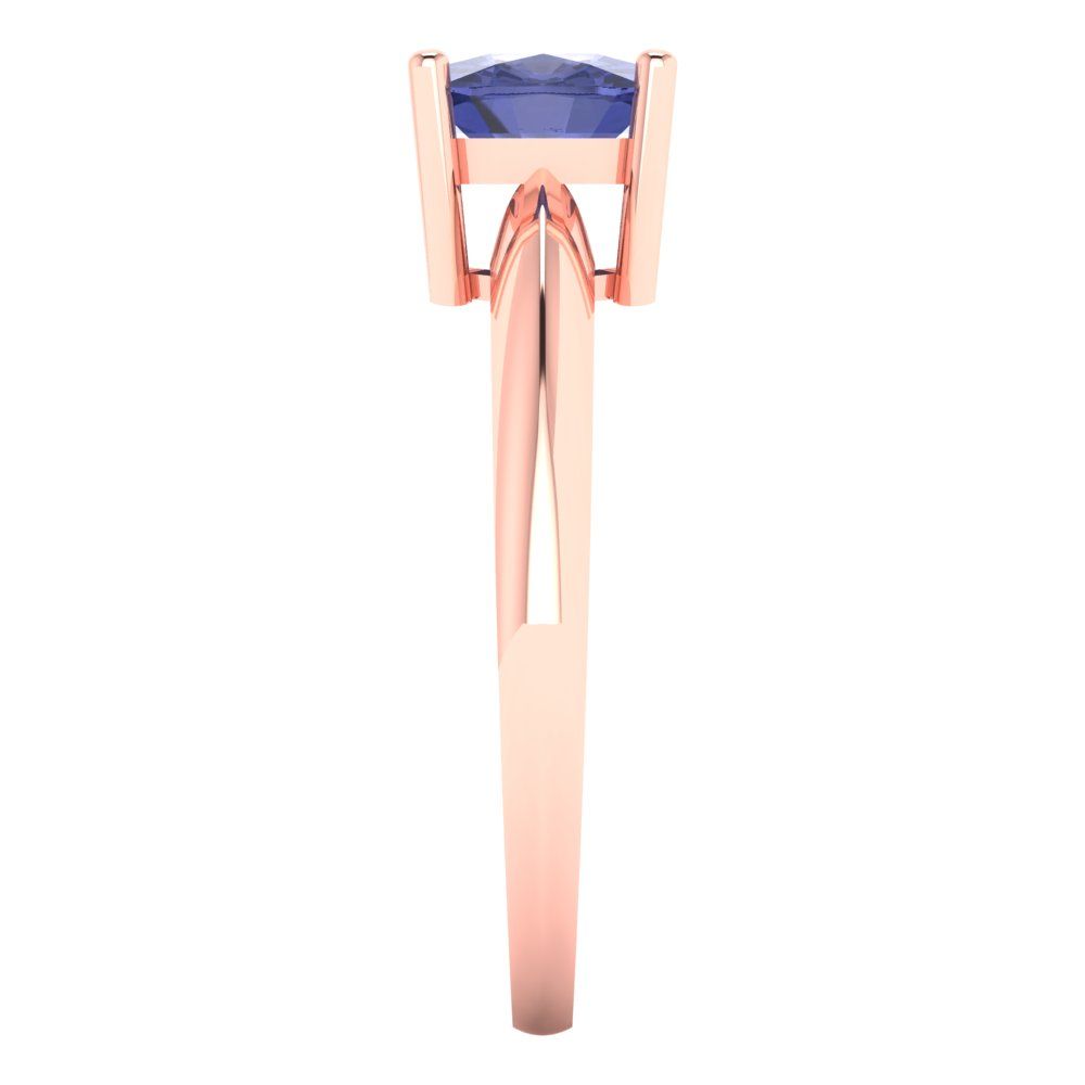 1.5 cttw Simulated Tanzanite Solitaire  Engagement Ring - Solid Gold (Cushion Cut,6.5mm)