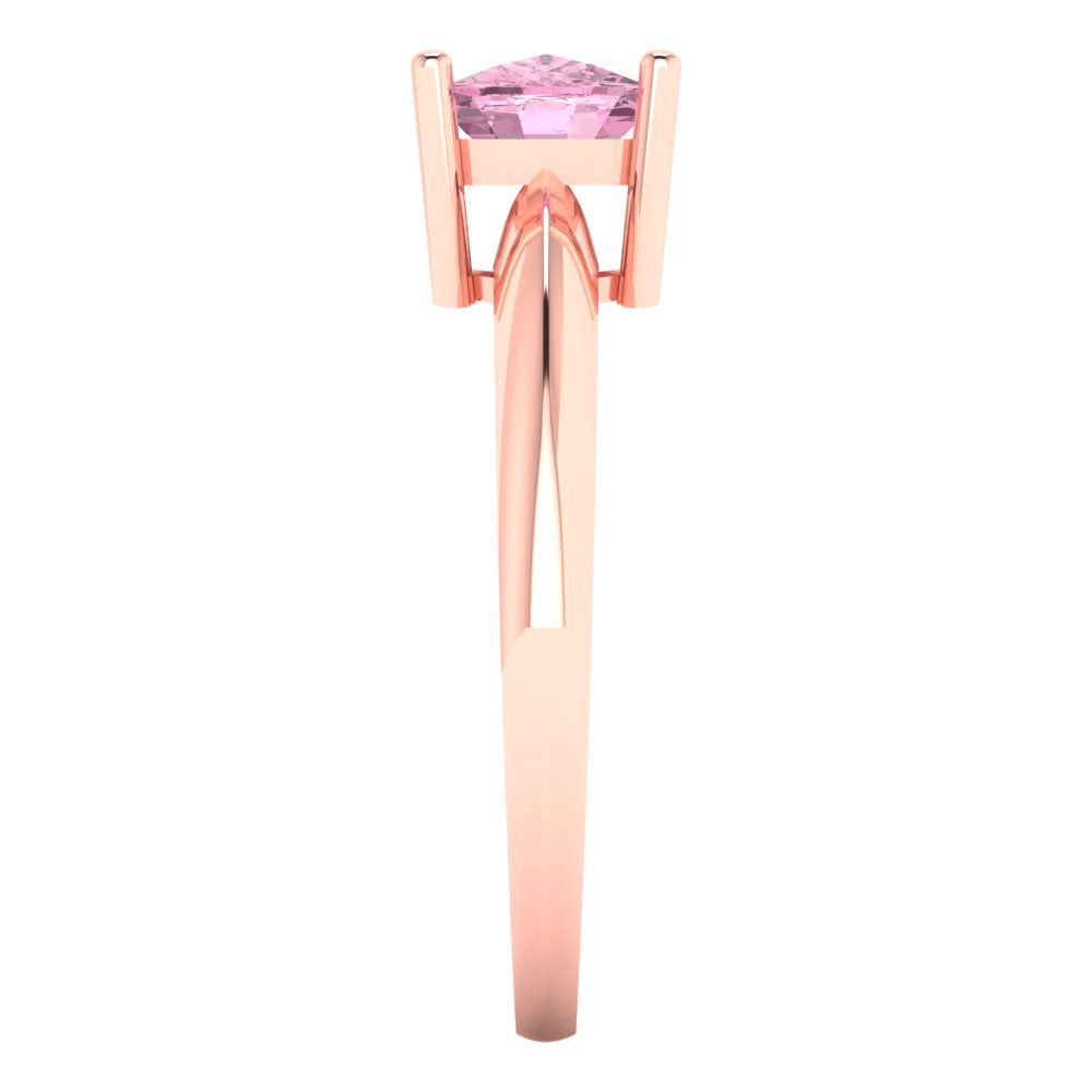 1.5 cttw Zirconia Simulated Pink Diamond Solitaire  Engagement Ring - Solid Gold (VVS1, Cushion Cut,6.5mm)