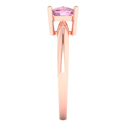 1.5 cttw Zirconia Simulated Pink Diamond Solitaire  Engagement Ring - Solid Gold (VVS1, Cushion Cut,6.5mm)