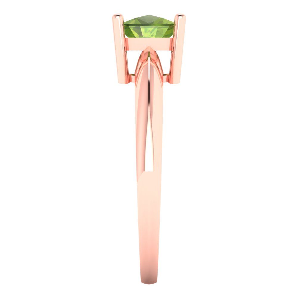 1.5 cttw Natural Peridot Solitaire  Engagement Ring - Solid Gold (Cushion Cut,6.5mm)