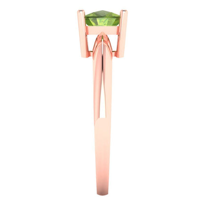1.5 cttw Natural Peridot Solitaire  Engagement Ring - Solid Gold (Cushion Cut,6.5mm)
