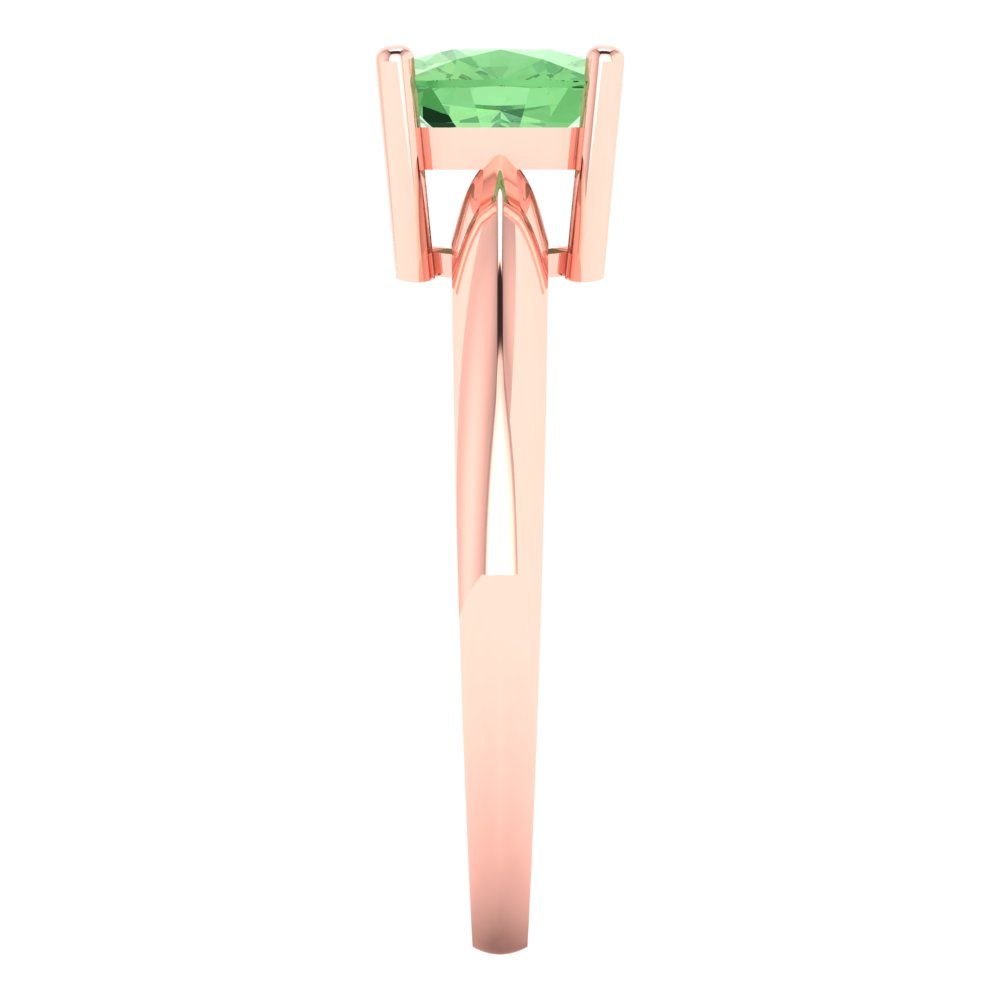 1.5 cttw Zirconia Simulated Green Diamond Solitaire  Engagement Ring - Solid Gold (VVS1, Cushion Cut,6.5mm)